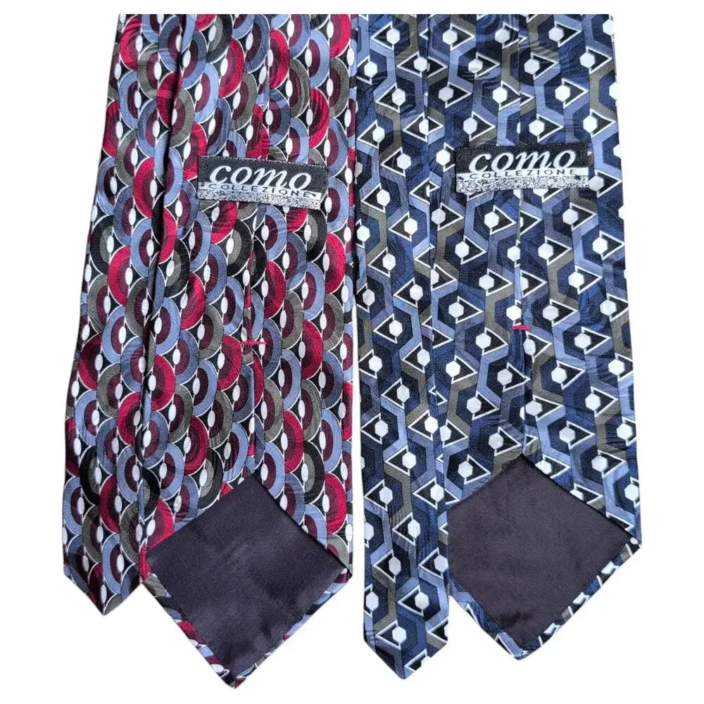 Como Collezione Tie‎ Set Mens Silk Necktie Geometric Pattern Italy Classic